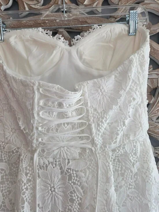 Fashion Nova Isn't She lovely White Strapless Lace Midi Dress Size Medium - Picture 6 of 15